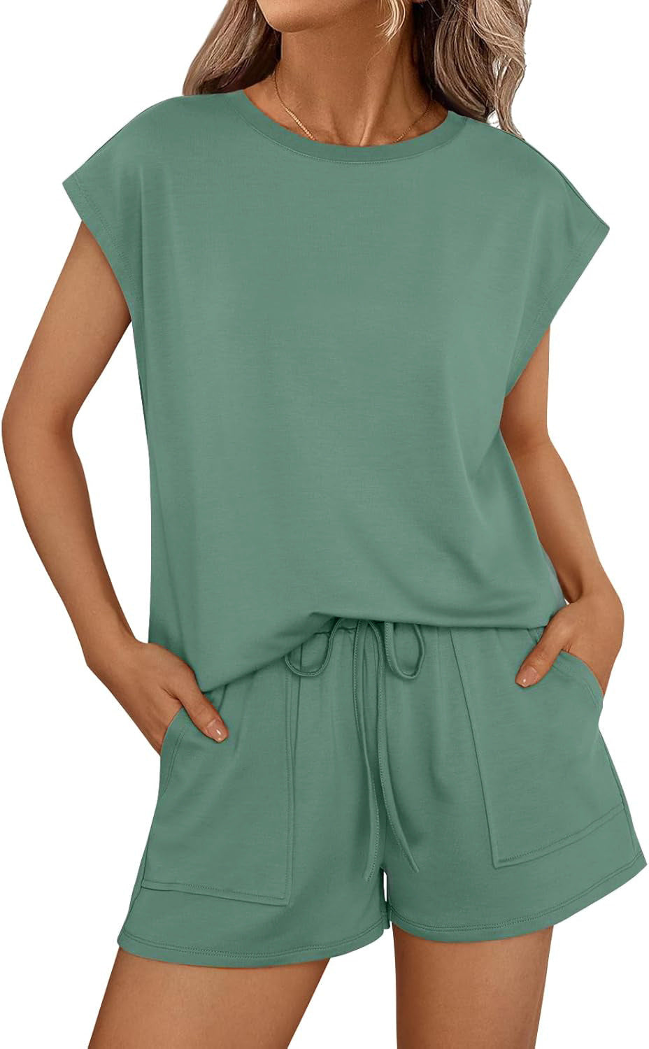 Women's Round Neck Loose Sleeves Two-piece Suits