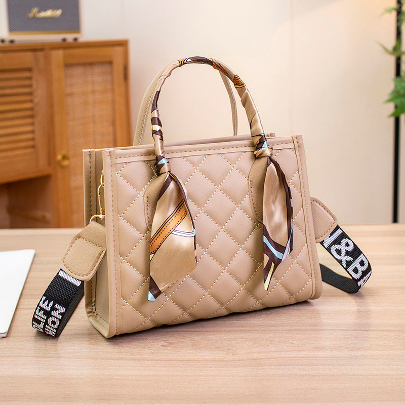 Women's Rhombus Embroidered Silk Scarf Girdle Letter Women's Messenger Bag