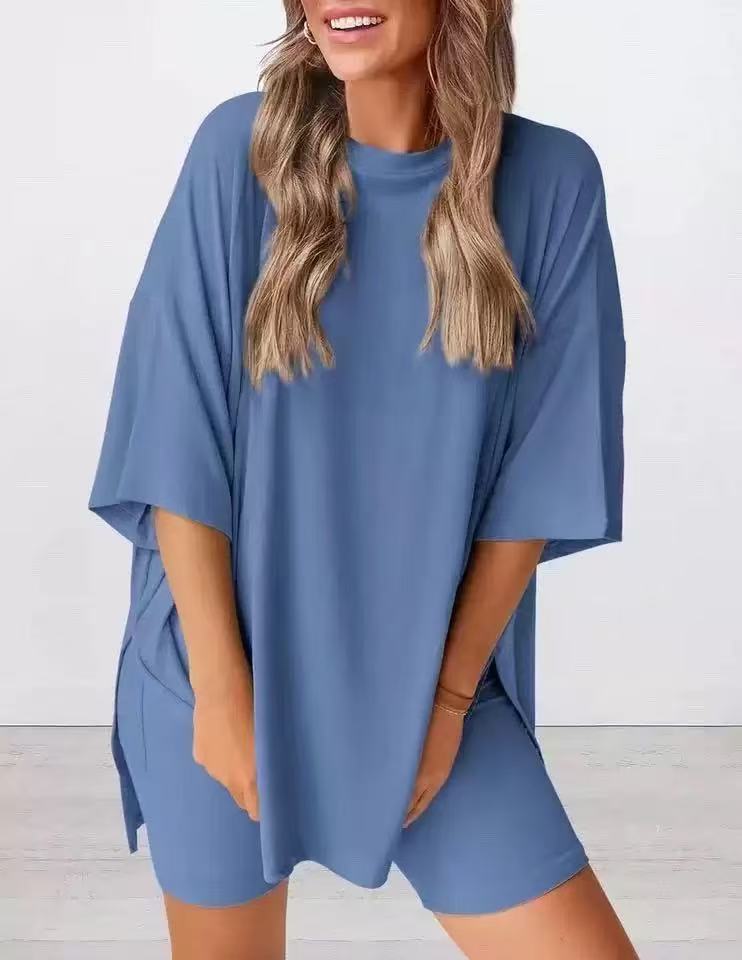 Loose Fashion Solid Color Casual Short-sleeved Suits