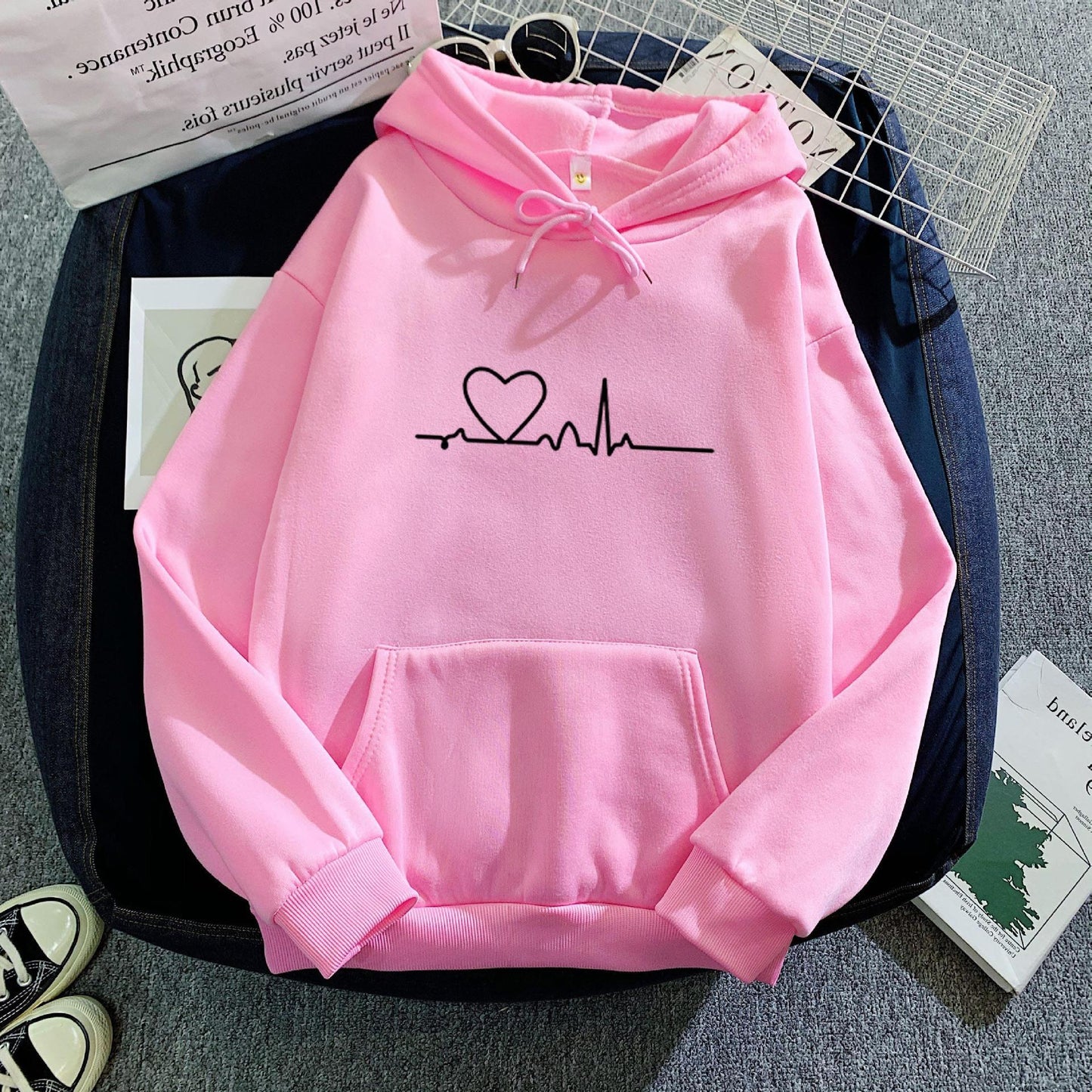 Glamorous Fleece-lined Hoodie Unisex Wear Loose Sweaters