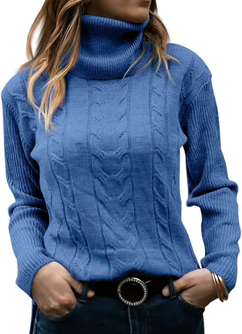 Women's Solid Color Turtleneck Retro Long Sleeve Sweaters