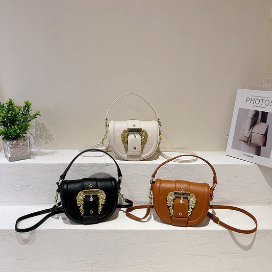 Women's Saddle Retro Simple Advanced Texture Shoulder Bags