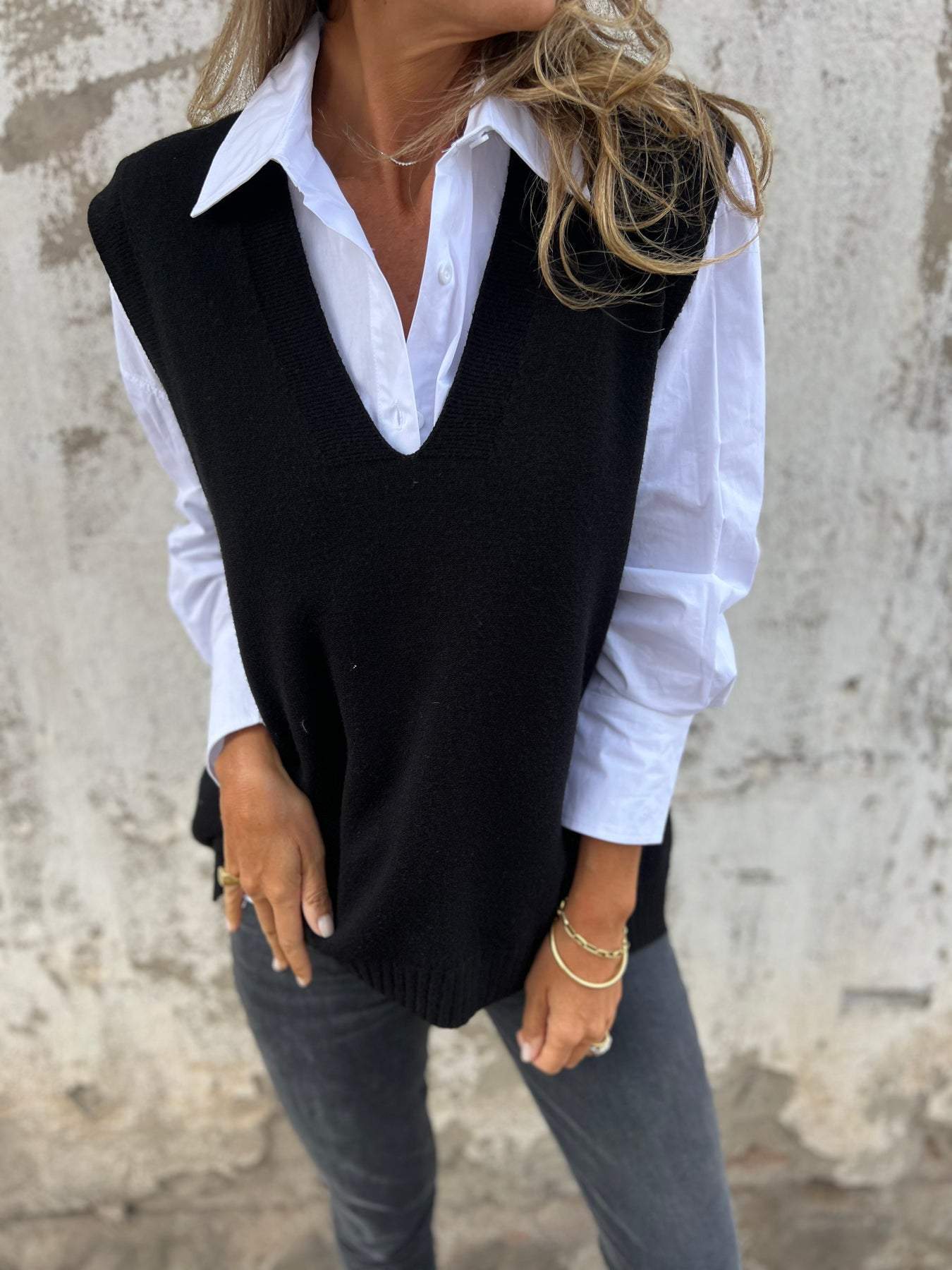 Charming Knitted Solid Color Versatile Basic Vests