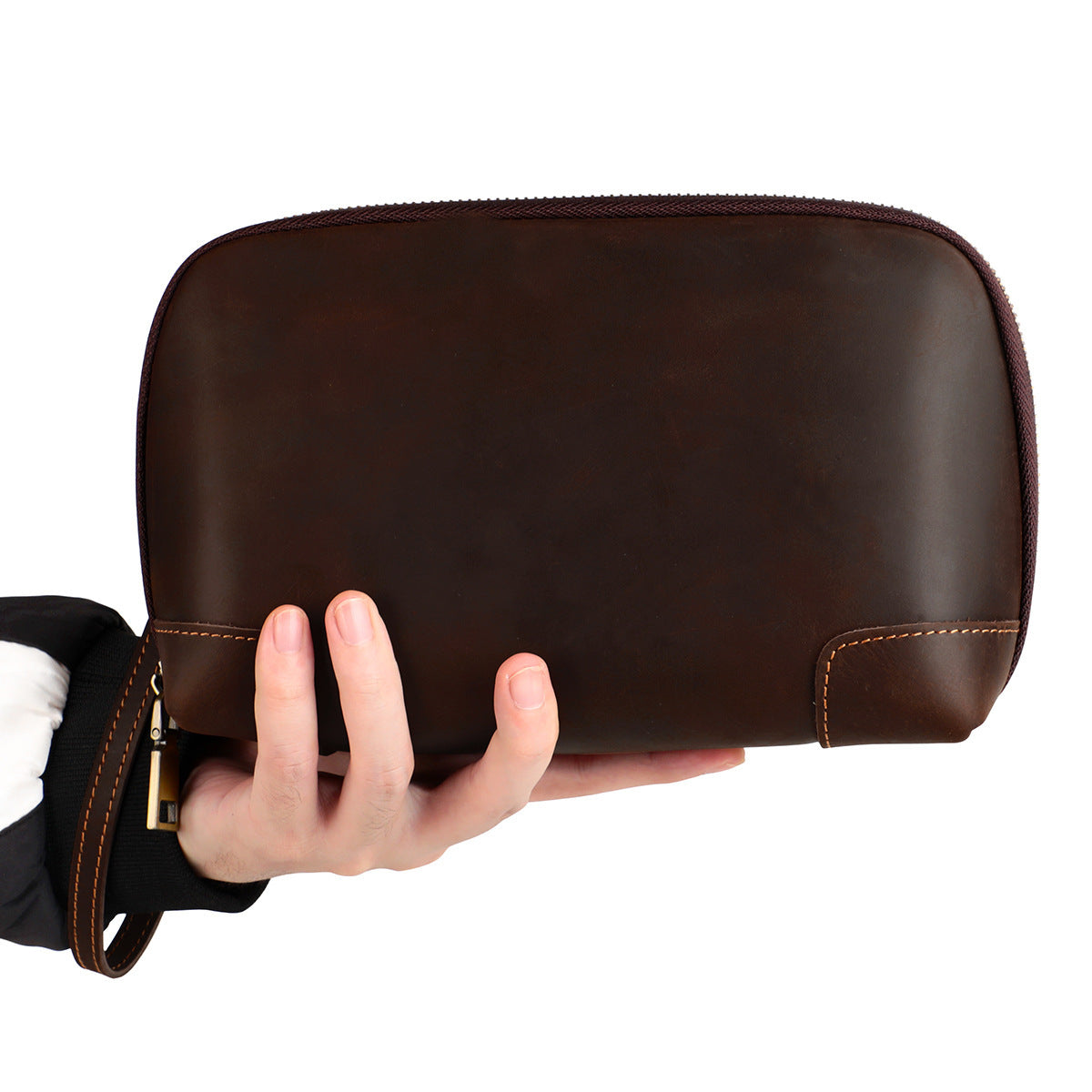 Men's Retro Crazy Horse Leather Clutch Headset Men's Handbags