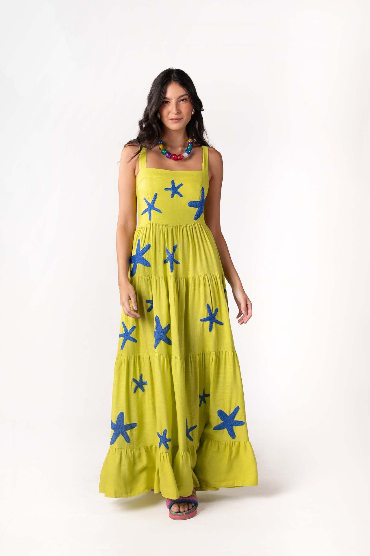 Women's Embroidered Pleated Puffy Sling Dress Beach Dresses