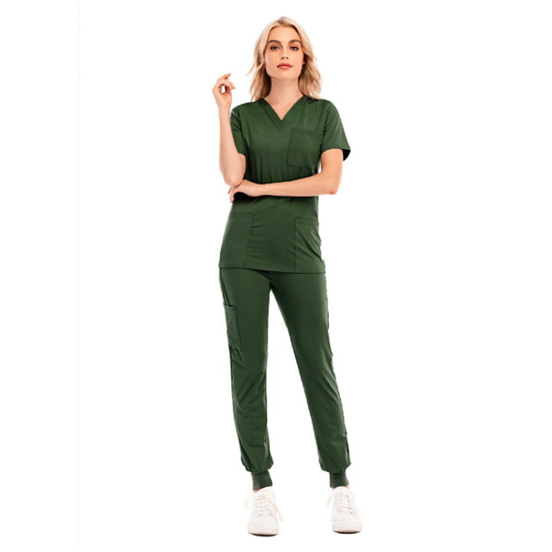 Sports Leisure Solid Color Sleeve Pocket Medical Protective Split Uniform