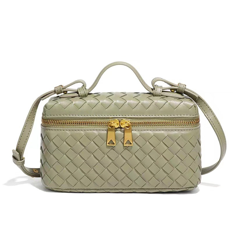 Box Weaving Lunch Two-way Zipper Closure Handbags
