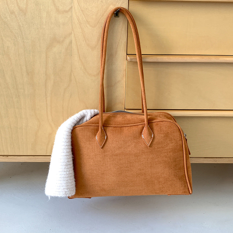 Women's Style Large Suede Frosted Vintage Boston Tote Bags