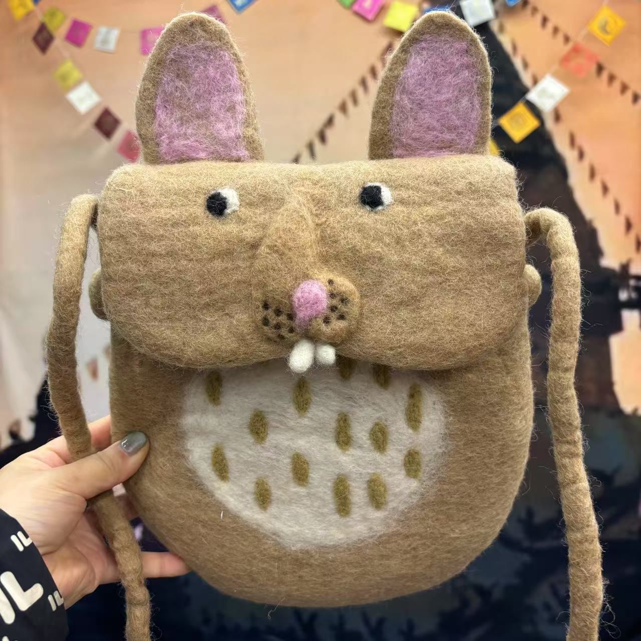 Wool Felt Cute Cartoon Funny Rabbit Fox Crossbody Bags