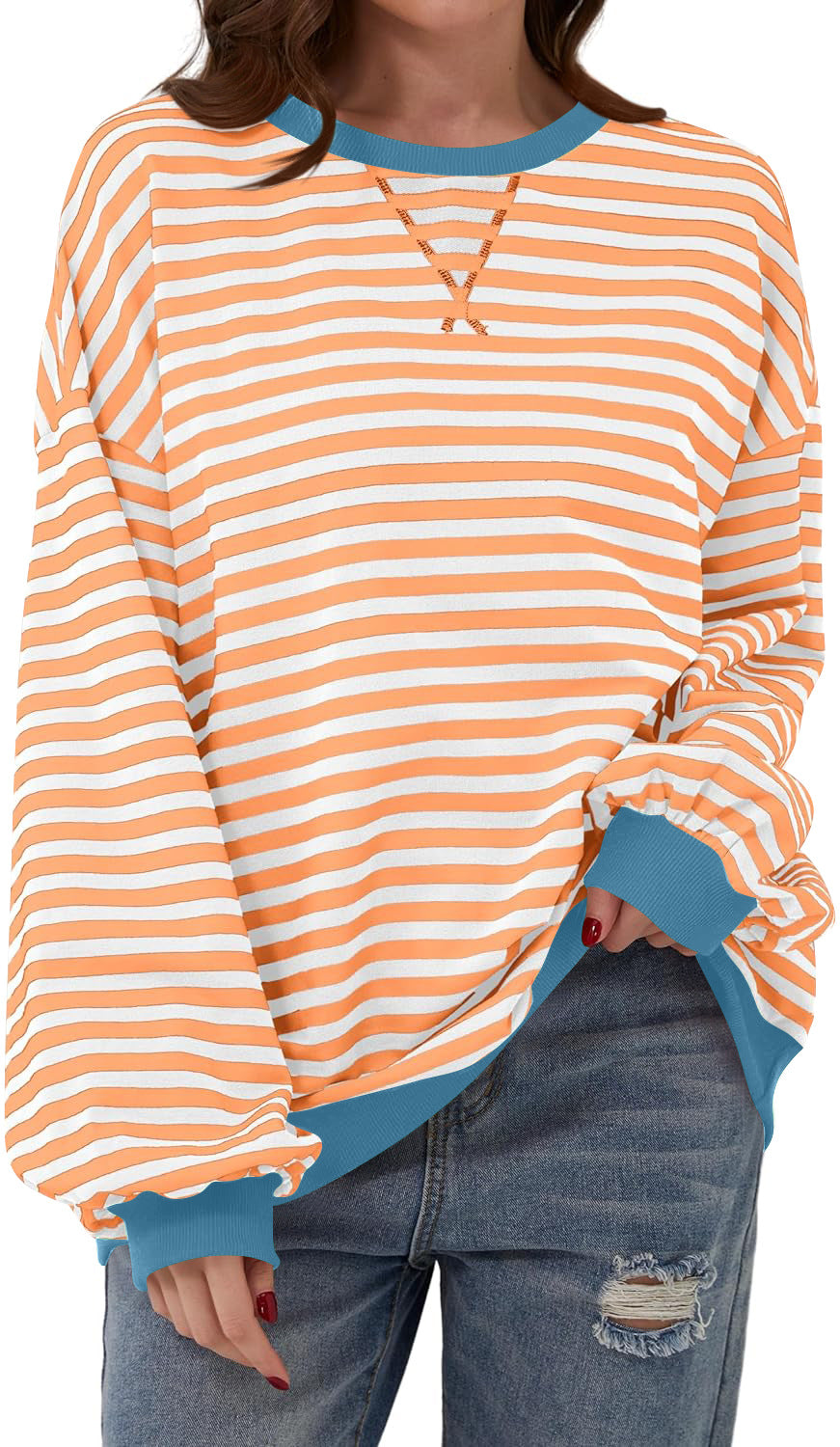 Women's Slouchy Innovative Loose Casual Striped Sweaters