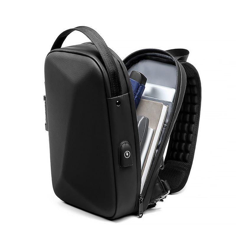 Men's Lightweight Trendy Street Polyhedron Rechargeable Fitness Men's Chest Bags