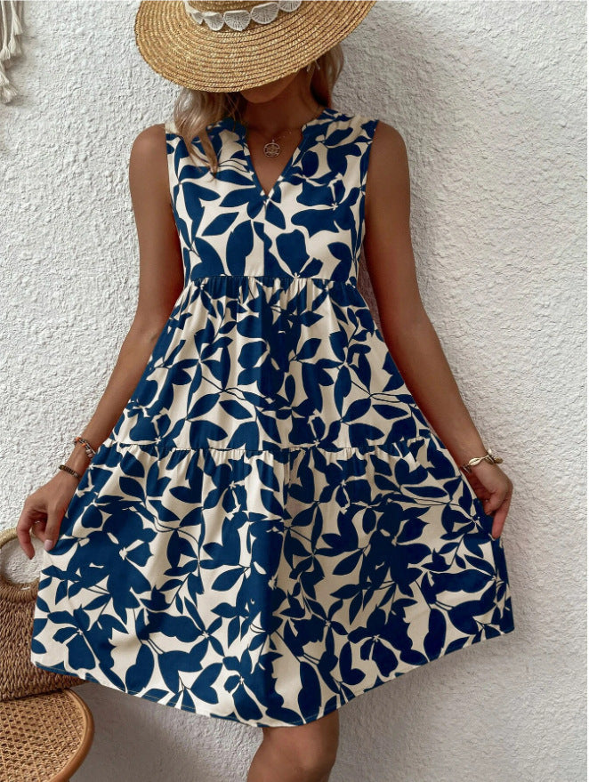 Women's Bohemian Fashion Loose Pleated Print Dress Dresses