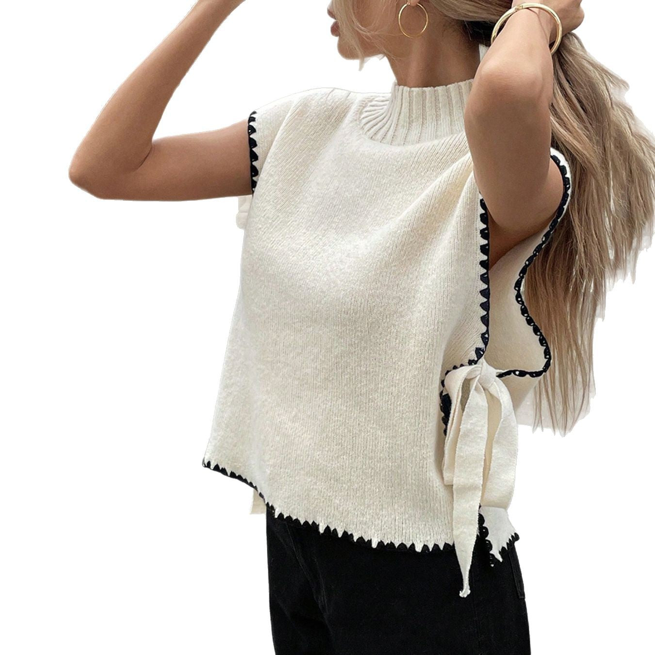 Women's Bow Tie Fashionable Knitted Sleeveless Waistcoat Vests