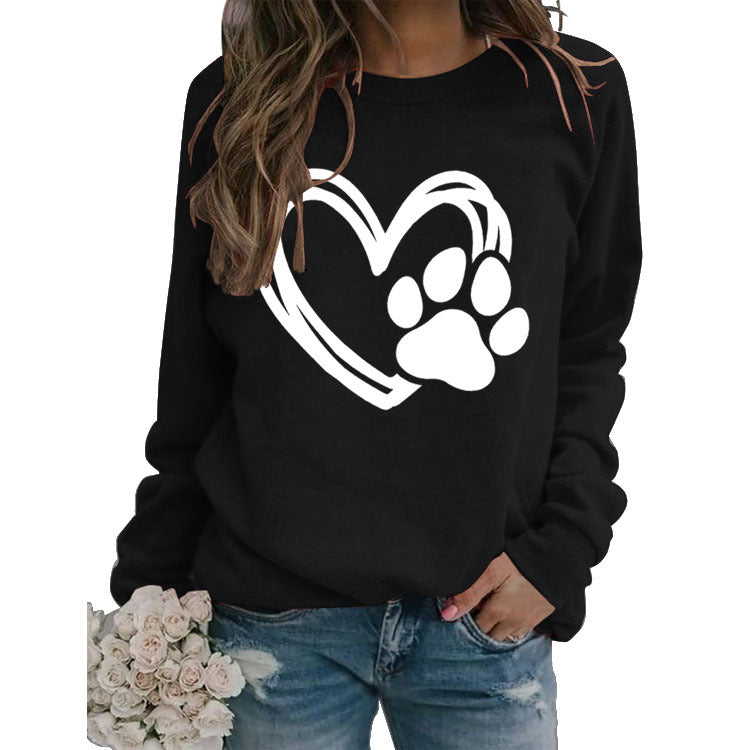 Pullover Round Neck Simple Long Sleeve Printed Sweaters