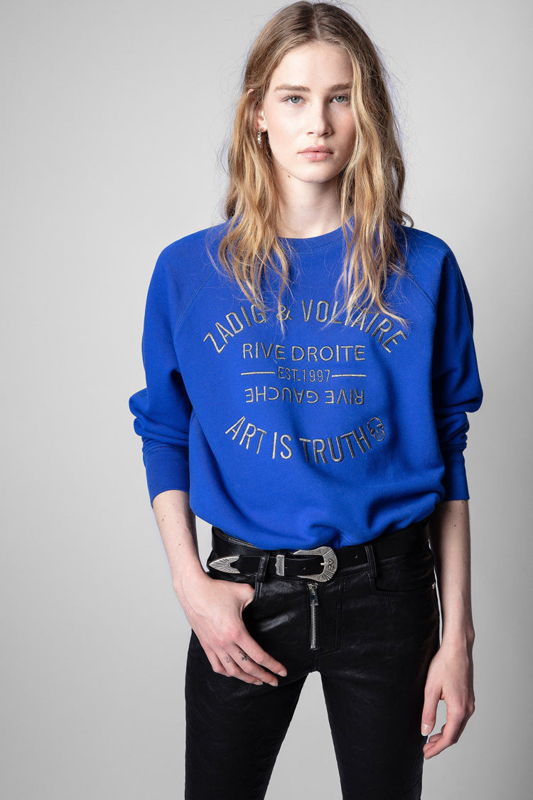 Women's Autumn French Minority Classic Letter Embroidery Sweaters