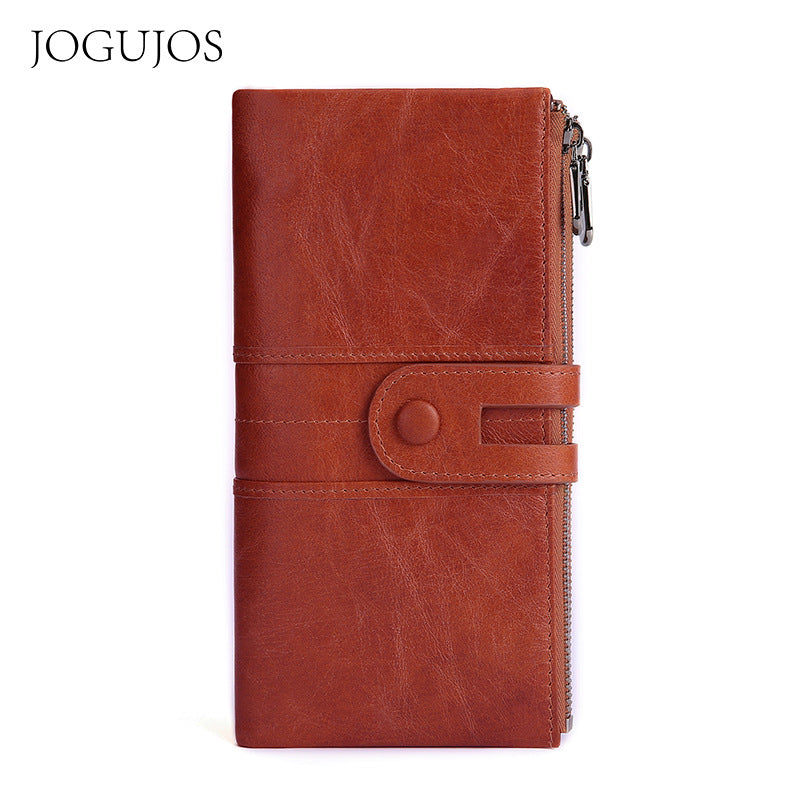 Women's Retro Fashion Leather Long Cowhide Mobile Ladies Wallets