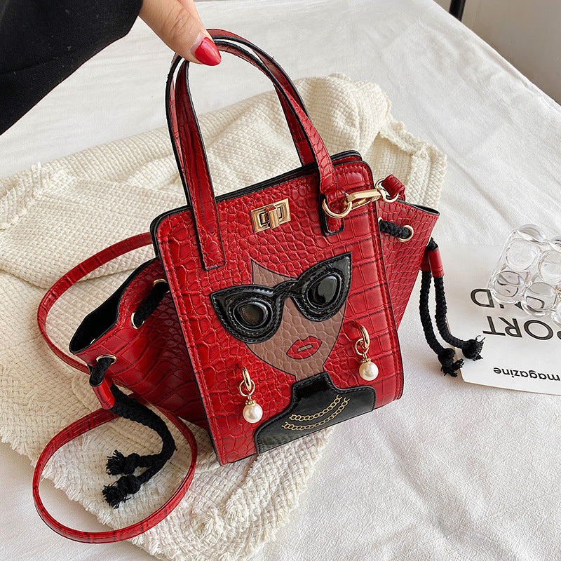 Women's Stone Pattern Cartoon Young Pearl Rivets Bags