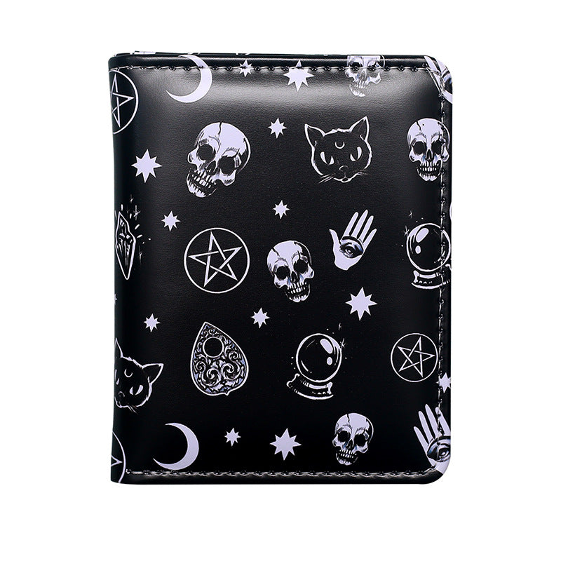Women's & Men's Skull Short Printed Zipper Ladies Wallet