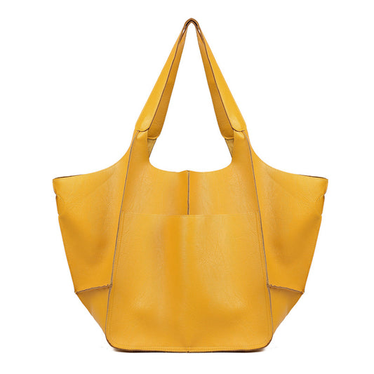 Women's Simple Big Soft Leather Large Capacity Bags