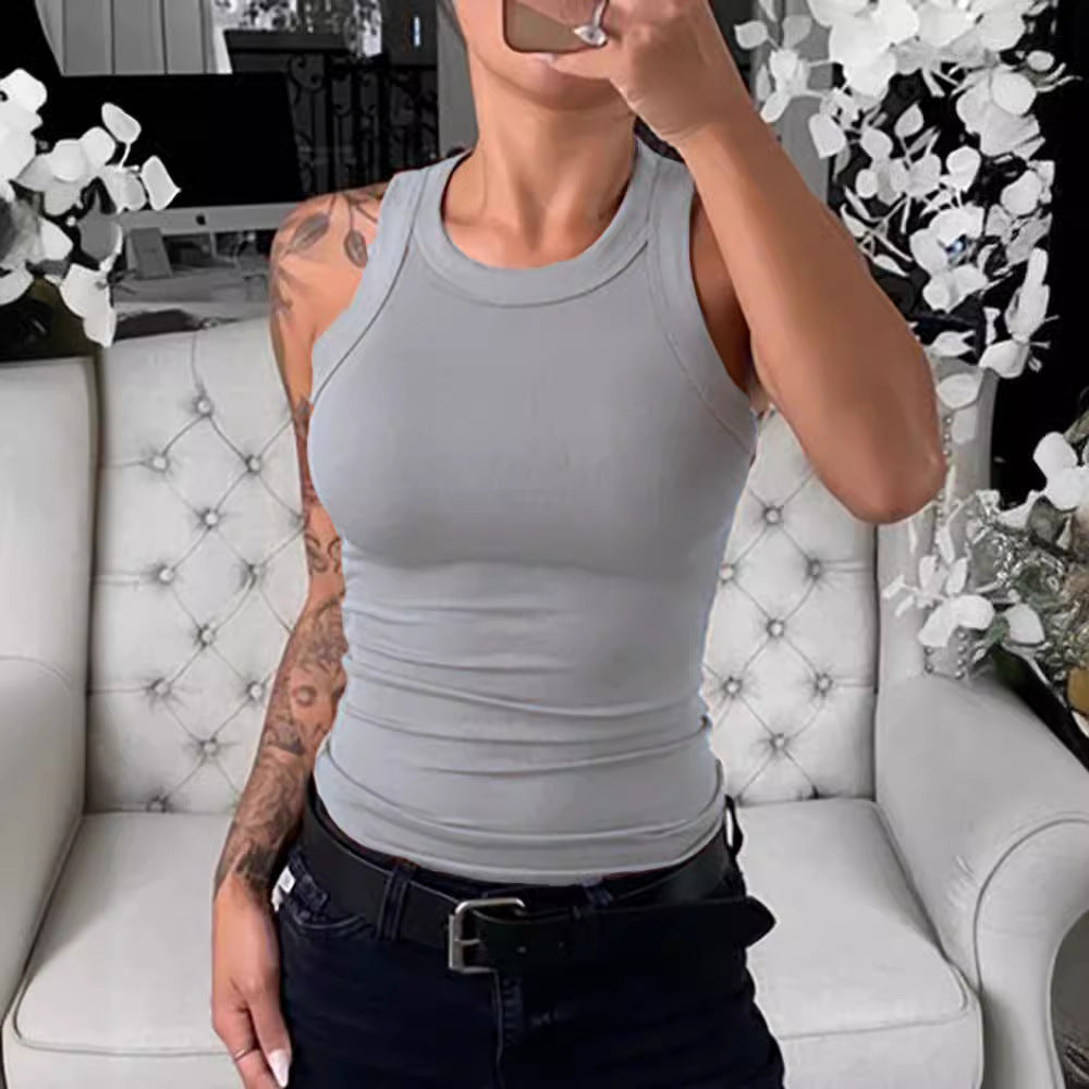 Women's Summer Solid Color Sleeveless Slim Tops