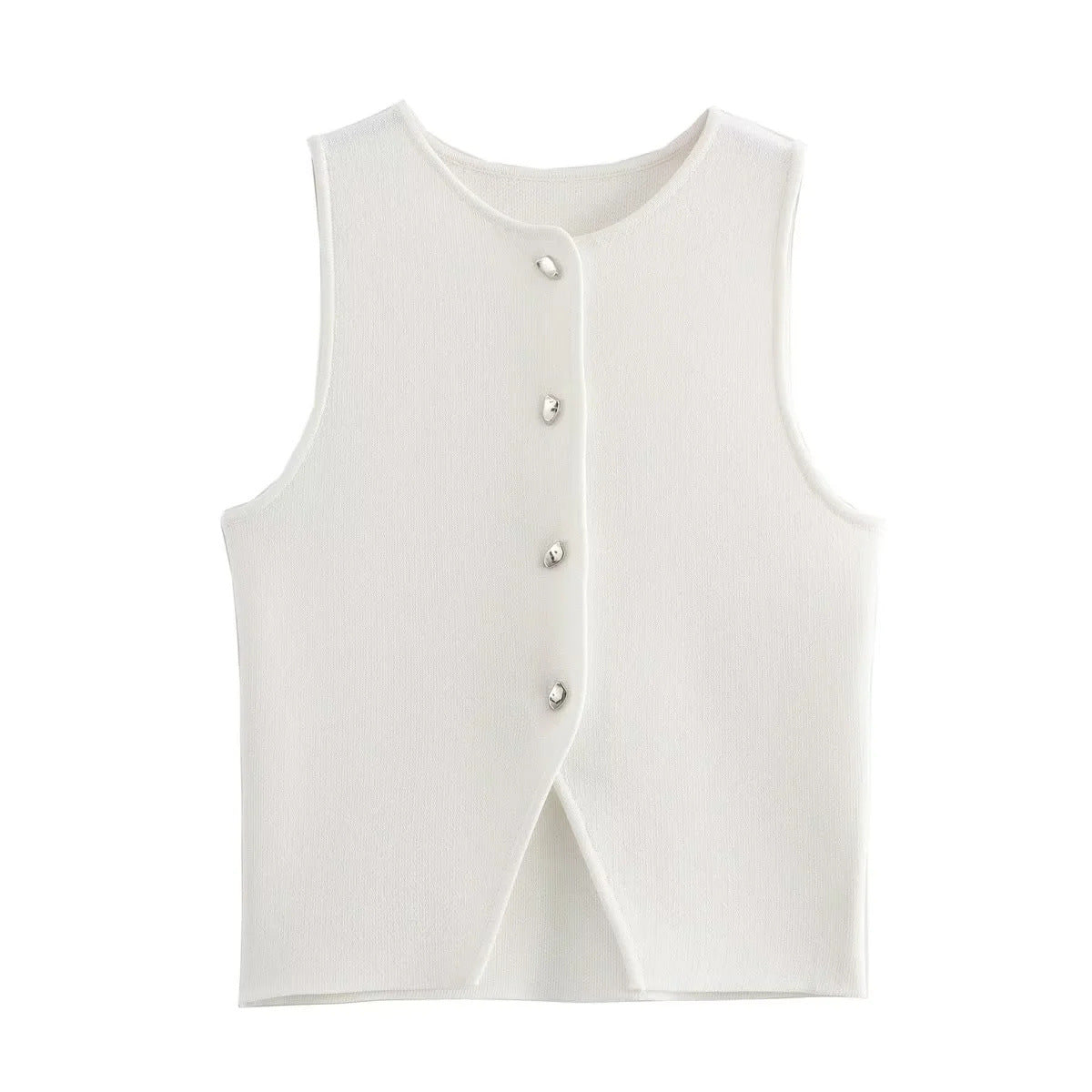 Women's Three-color Round Neck Knitted Sleeveless Vests