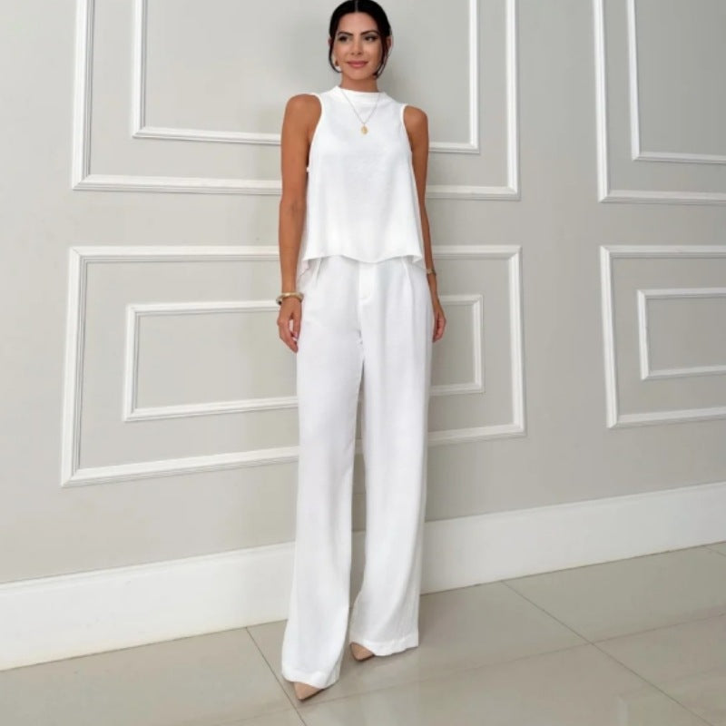 Women's Fashion Loose Sleeveless Casual Solid Color Suits