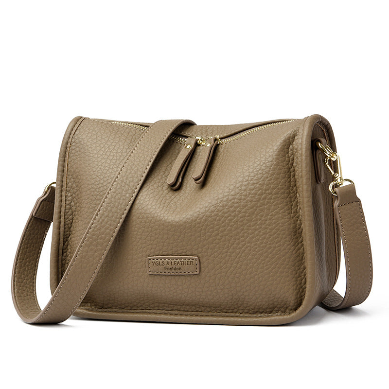 Women's Large Capacity Fashionable Simple Textured Korean Shoulder Bags