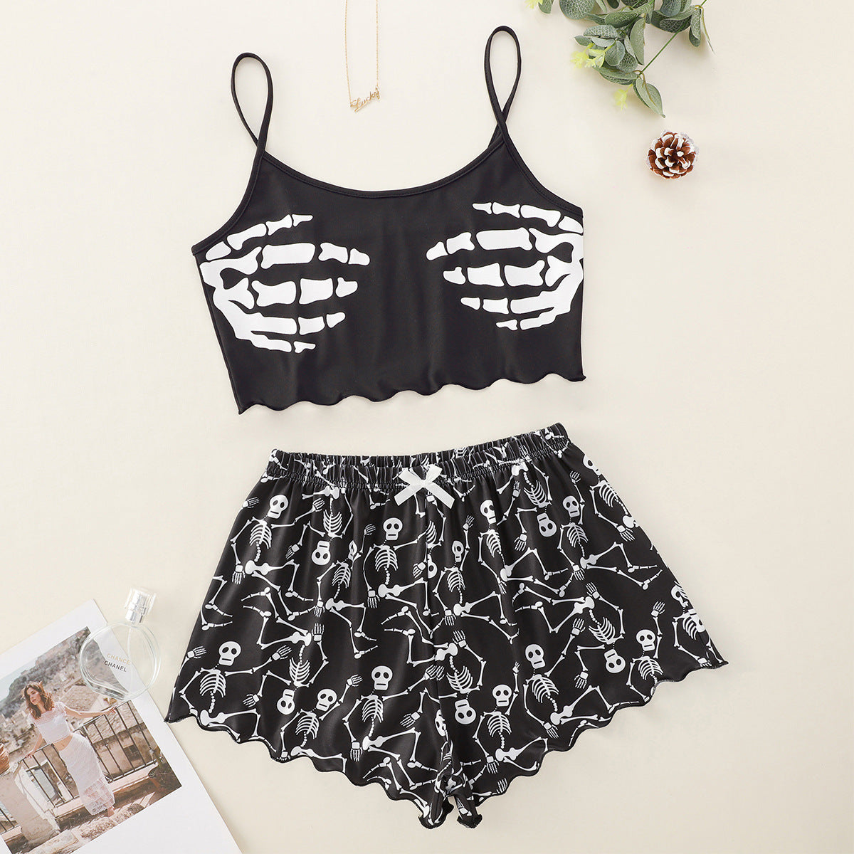 Classic Printed Strap Tube Home Wear Suits