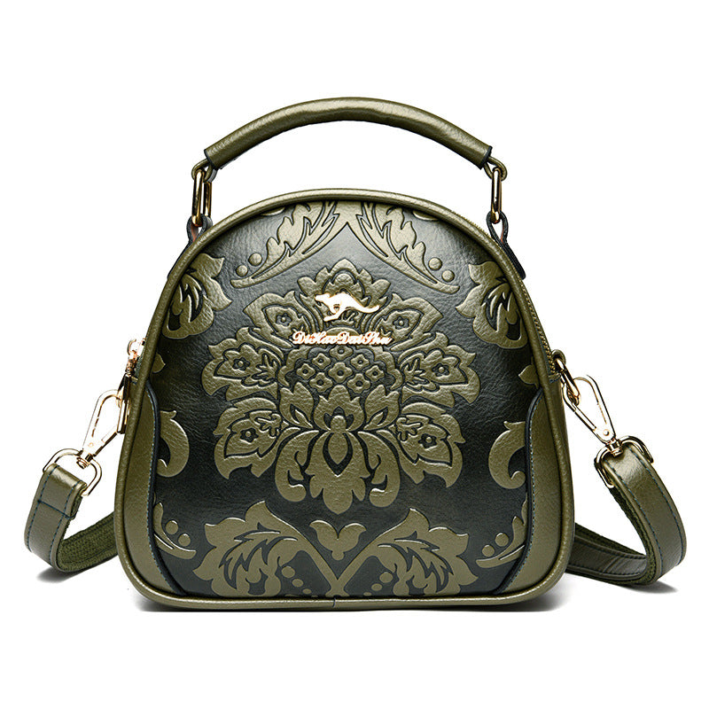 Women's Niche High Sense Round Embossed Mom Handbags