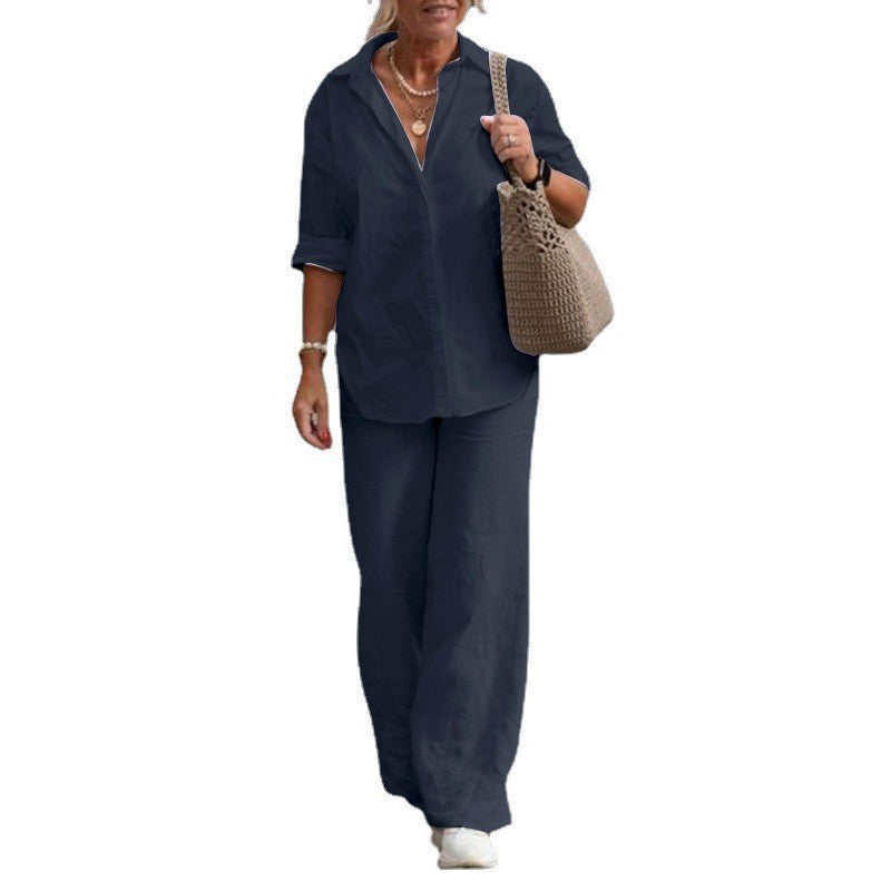Women's Long Sleeve Shirt Leisure Solid Color Suits