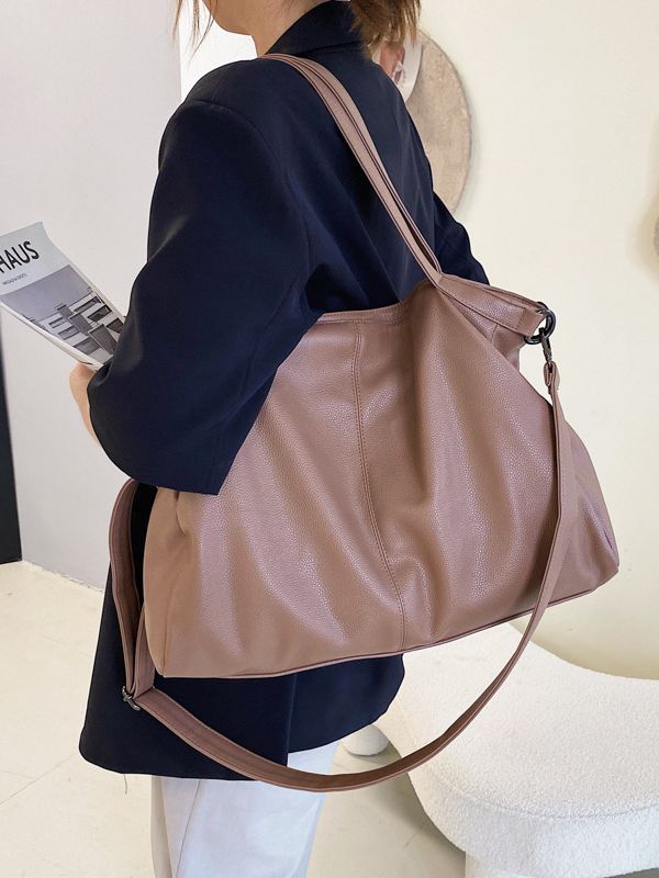 Women's Korean Style Commuting From Solid Color Shoulder Bags