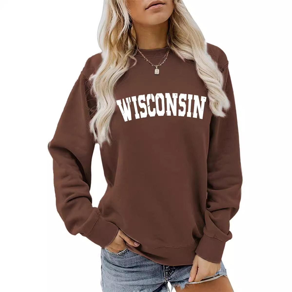 Women's Shirt Letter Print Casual Loose Round Sweaters