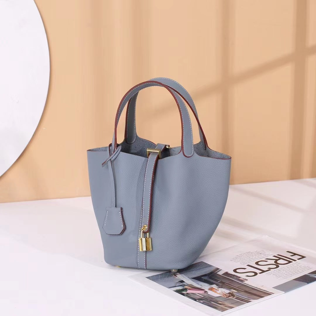 Women's Vegetable Basket Design First Layer Cowhide Large Handbags