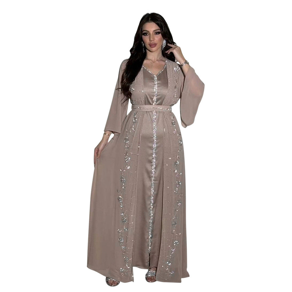 Beautiful Dress Chiffon Rhinestone Muslim Robe Clothing