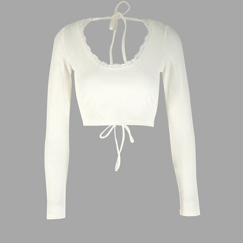 Women's Sleeve Lace Bare Back Pure Fashion Blouses