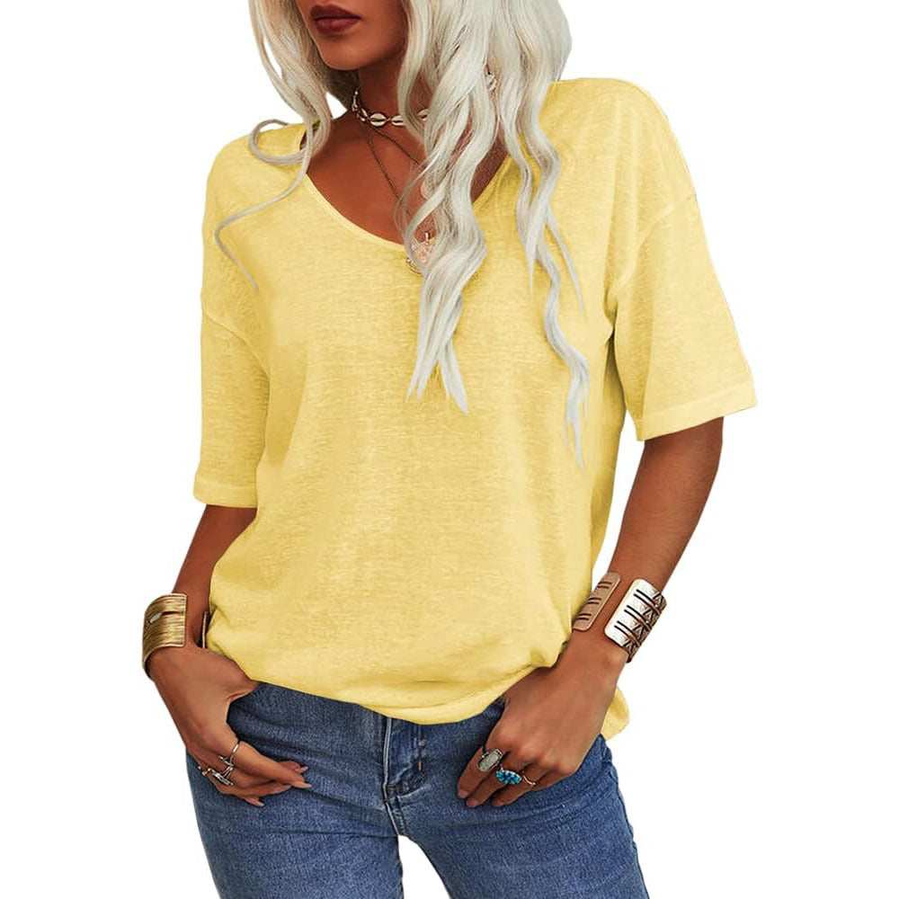 Women's Half Sleeve Loose Shirt Casual Solid Tops