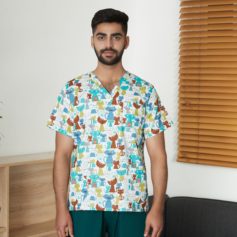 Women's & Men's & Cartoon Printed T-shirt For Surgical Gown Uniform