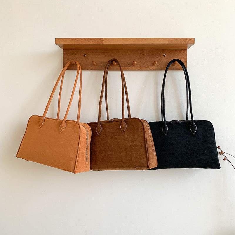 Women's Style Large Suede Frosted Vintage Boston Tote Bags
