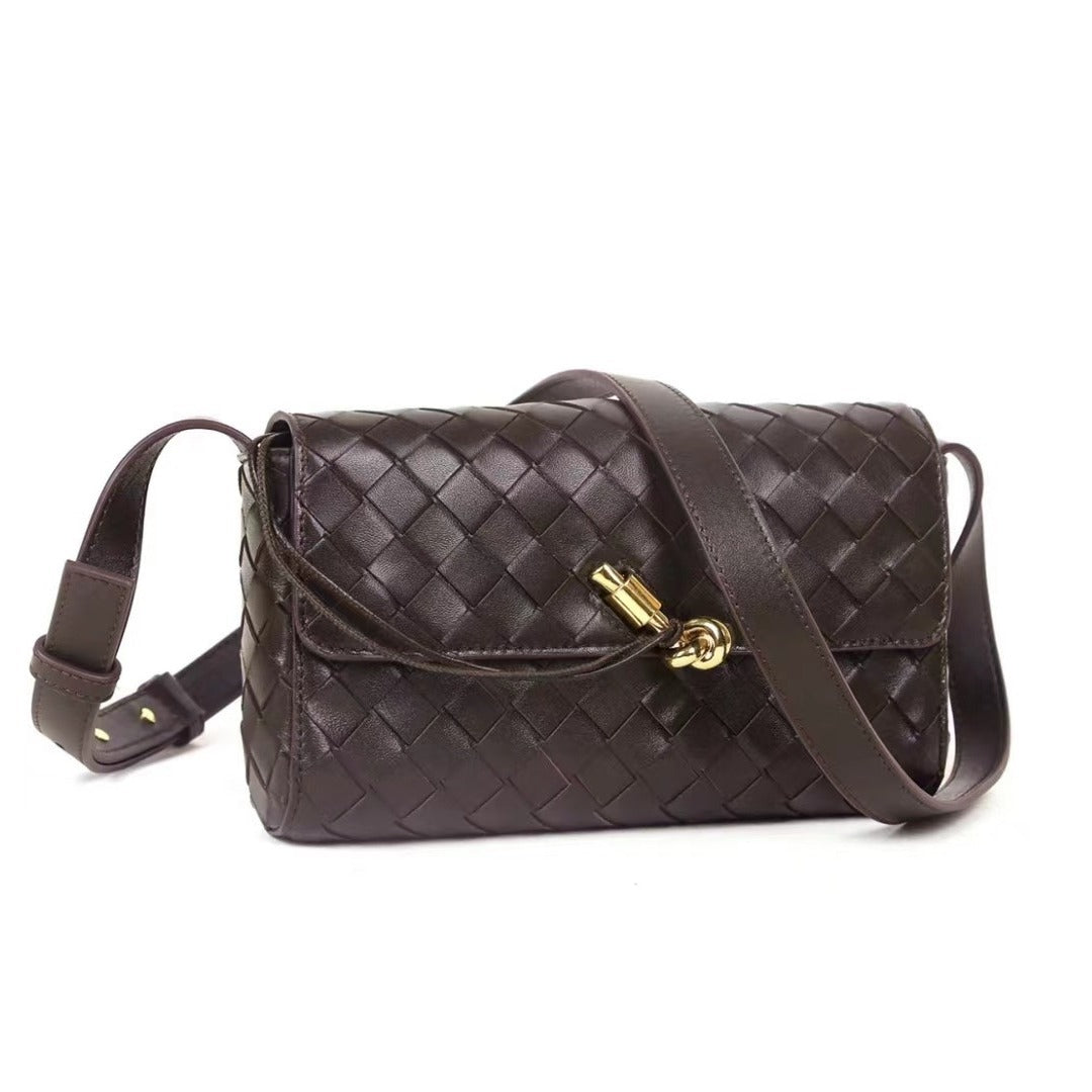 Women's Rhombus Woven Leather Classic Style Underarm Crossbody Bags