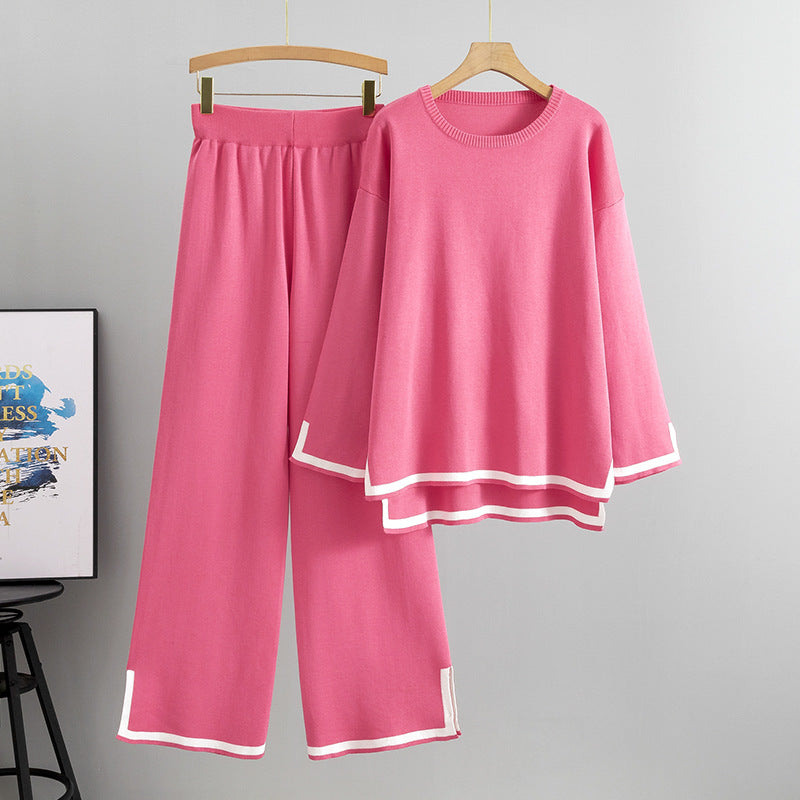 Women's Knitting Long Sleeve Split Two-piece Suits