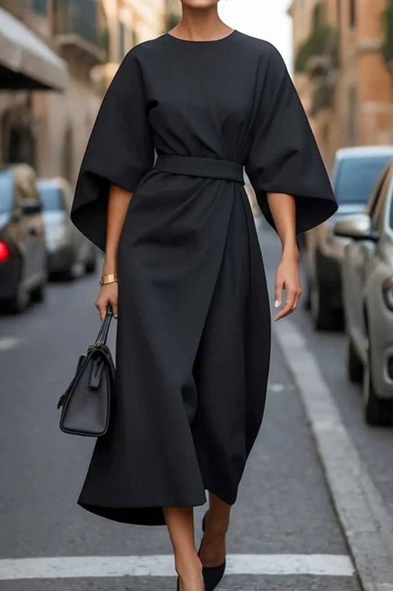 Women's Elegant Solid Color Waist Tight Dress Casual Dresses