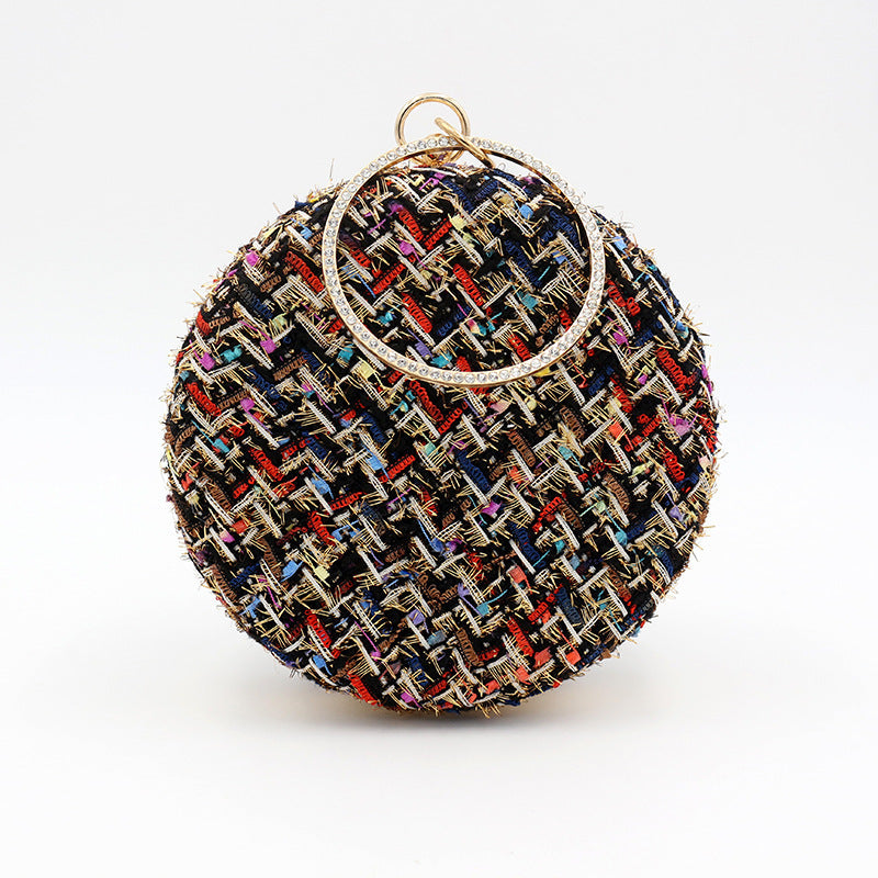 Women's Style Dinner Round Woolen Clutch Grade Evening Bags