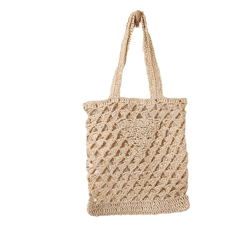 Women's One Straw Hollow Out Woven Vacation Shoulder Bags