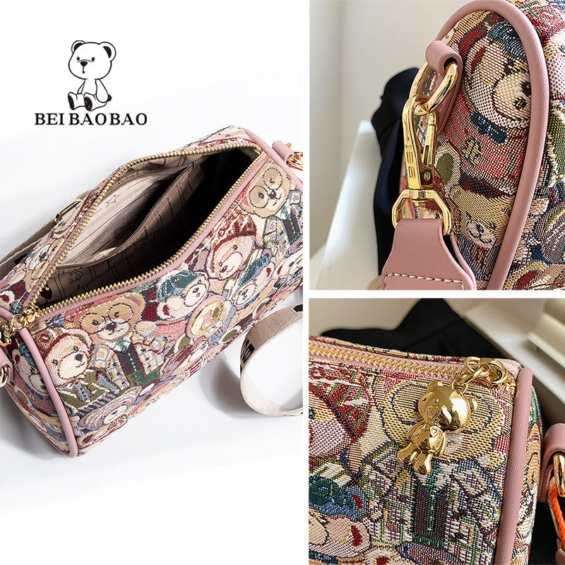 Women's Source Female Canvas Bear Lightweight Crossbody Bags