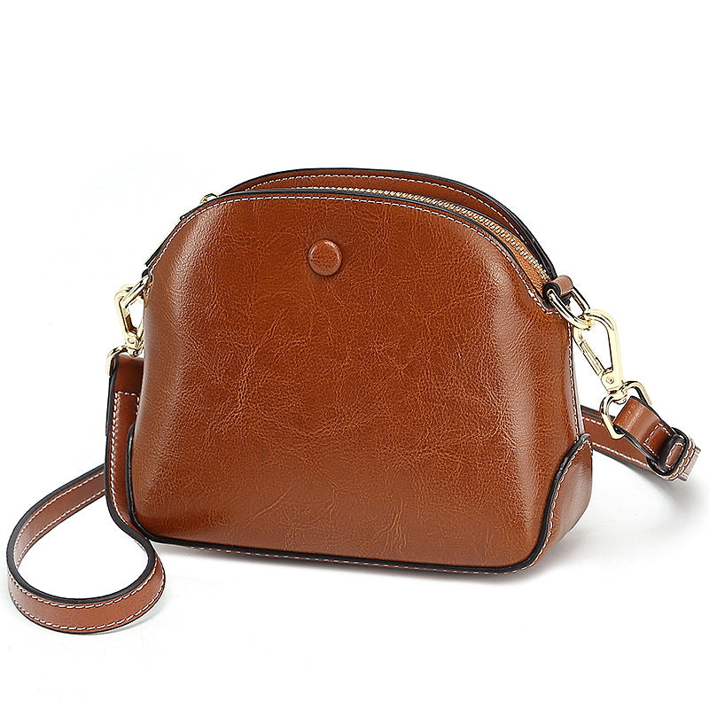 Women's Simple Texture Little Shell Large Capacity Oil Crossbody Bags