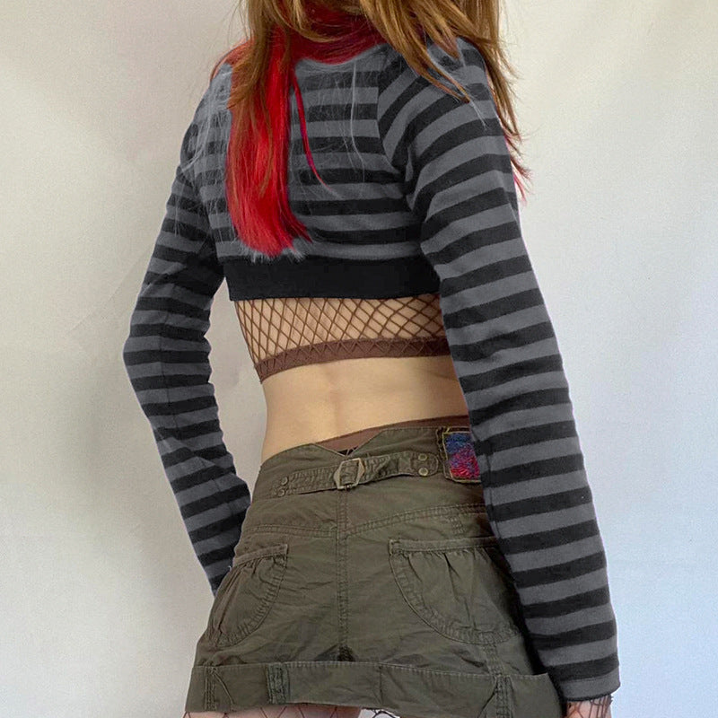 Women's Striped Long-sleeved Autumn Hot Outer Wear Contrast Knitwear