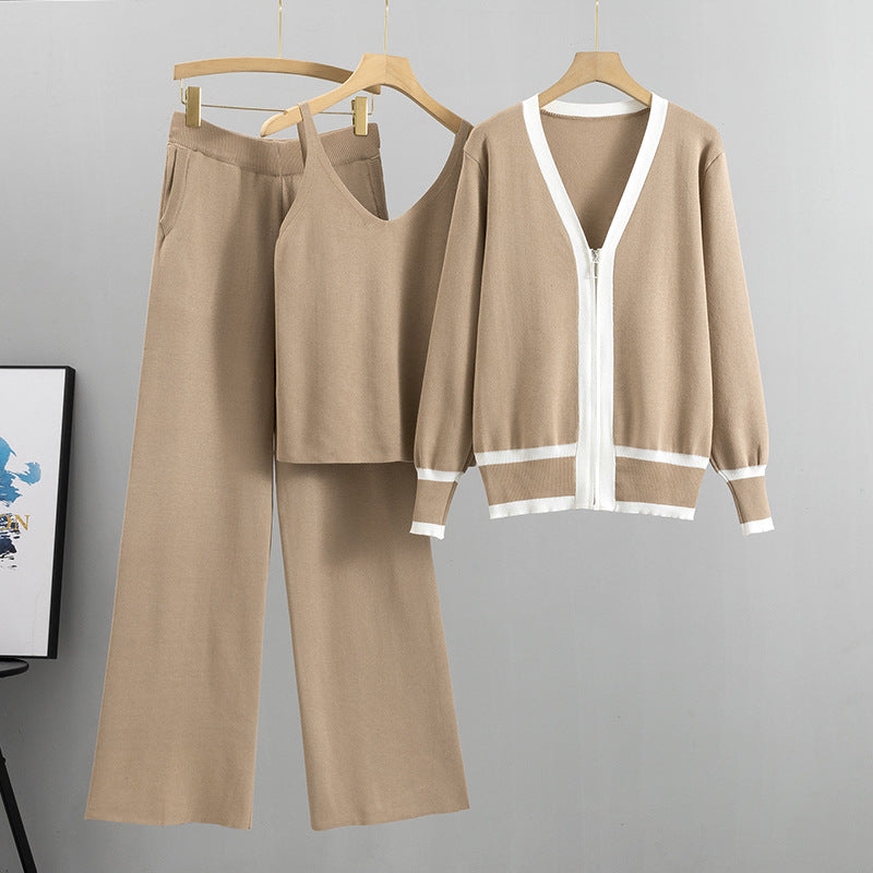 Women's Knitted Sling Three-piece European Goods Tide Suits