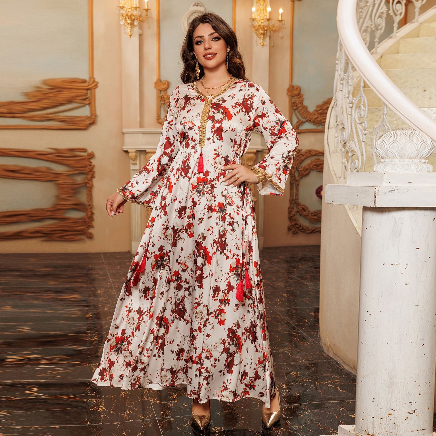 Graceful Printed Robe Elegant Soft Home Clothing