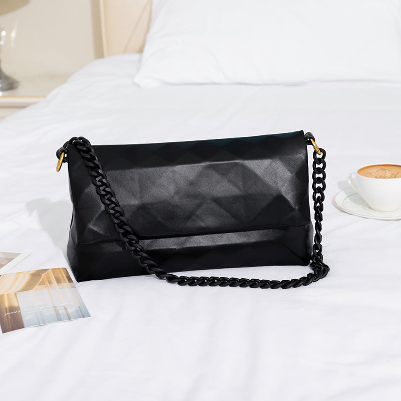 Women's Rhombus Soft Leather Geometric Underarm Portable Shoulder Bags