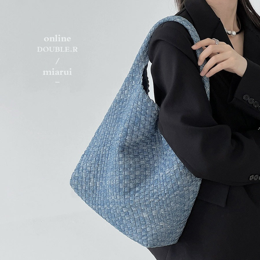 Women's Wind Snowflake Denim Woven Large Capacity Shoulder Bags